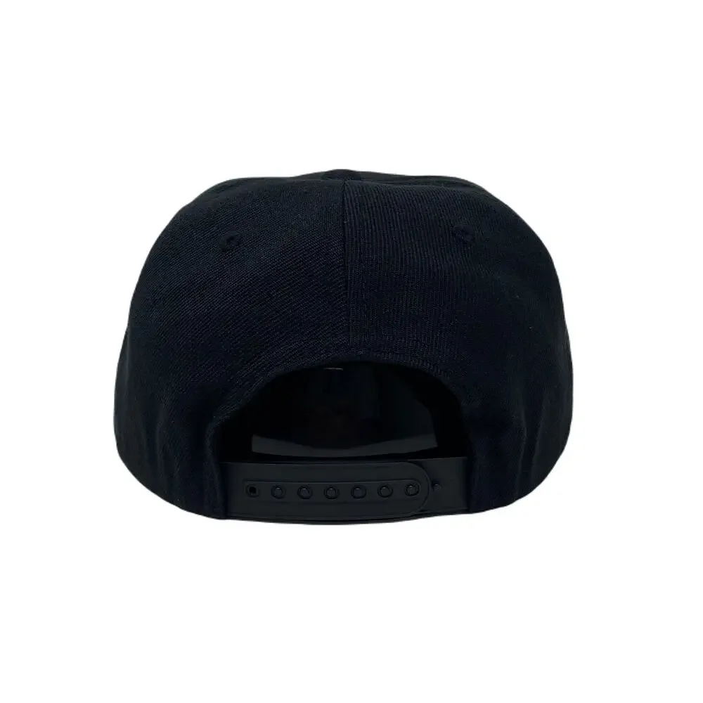 Los Angeles LA Wavy Upside Down Rose Snapback Hat All Black